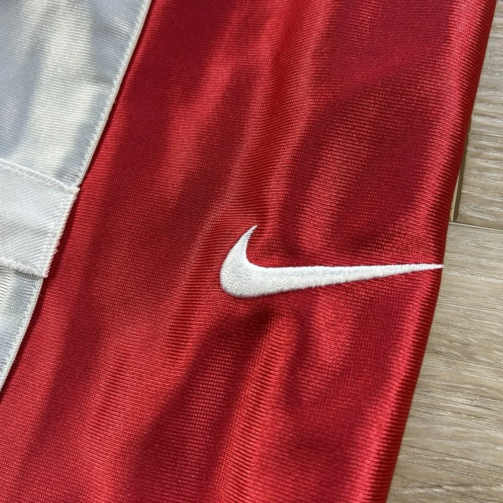 VTG Nike Dazzle Shiny Shorts Medium Gray Red Baggy Basketball Y2K Swoosh 90s